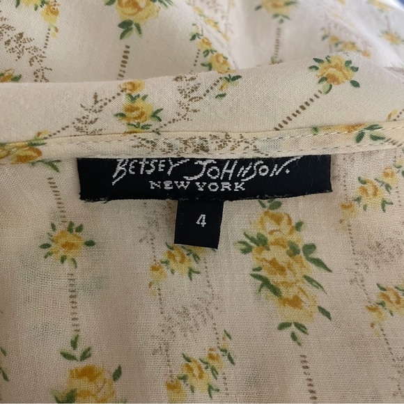Betsey Johnson Vintage Dress Yellow Floral Prairie Black Label Size 4 - Picture 14 of 15
